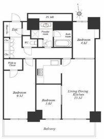 Wコンフォートタワーズ WEST 5階 間取り図