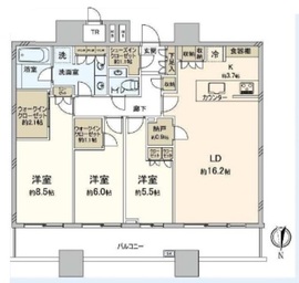 パークシティ大崎 ザ タワー 39階 間取り図