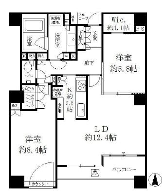パークサイド・ウイングス 405 間取り図