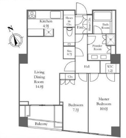 フォレセーヌ赤坂檜坂 2階 間取り図