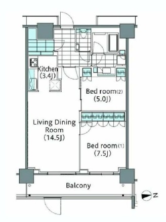 コンフォリア新宿イーストサイドタワー 219 間取り図