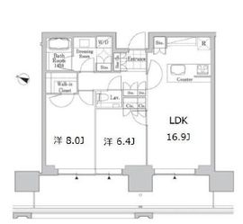六本木グランドタワーレジデンス 12F1 間取り図