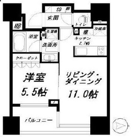 クレヴィア恵比寿 8階 間取り図