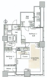 タワーコート北品川 1802 間取り図