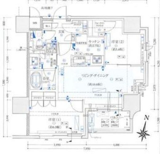 ジオ西新宿ツインレジデンス 8階 間取り図