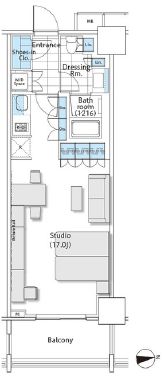 コンフォリア新宿イーストサイドタワー 825 間取り図