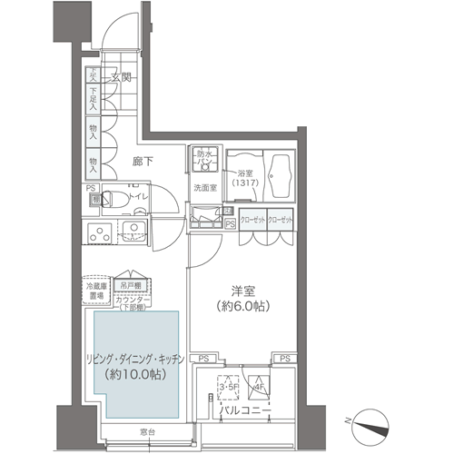 ブランズタワー南千住 (アクレスティ南千住) 1103 間取り図