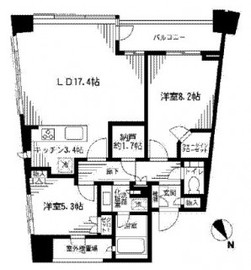 プラウド新宿御苑エンパイア 8階 間取り図