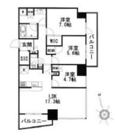 クラッシィタワー東中野 17階 間取り図