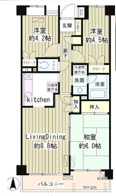 レジデンスシャルマン林試の森 103 間取り図