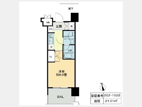 レジディア新宿御苑 802 間取り図