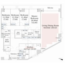 ラ・トゥール市谷砂土原 E301 間取り図