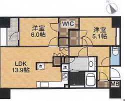 ハウスコート築地 14階 間取り図