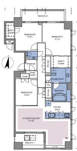 グレンパーク駒場 6階 間取り図