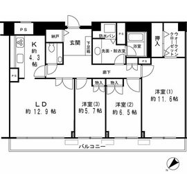 ルシマン月島 1303 間取り図