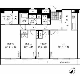 ルシマン月島 1304 間取り図