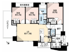 ウィルローズ小伝馬町 13階 間取り図