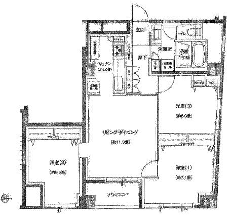 高輪グランドパームス 3階 間取り図