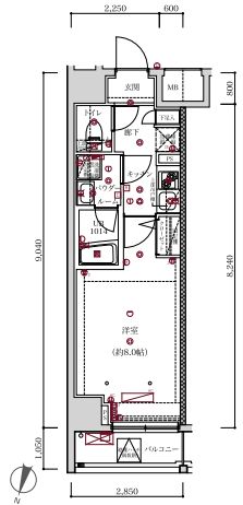 スパシエトラッド門前仲町 203 間取り図