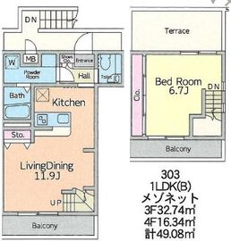 ルチェソラーレ元代々木 303 間取り図