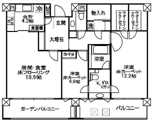 麻布霞町パークマンション 5階 間取り図