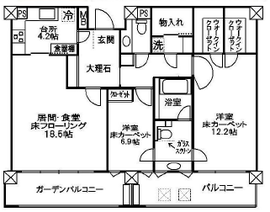 麻布霞町パークマンション 5階 間取り図