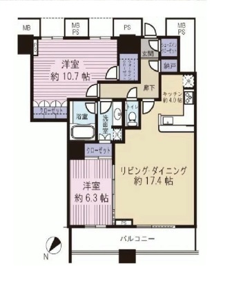 シティフロントタワー 39階 間取り図