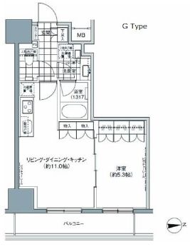 パークハビオ上野3丁目 1302 間取り図