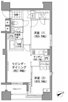 パークハビオ八丁堀 508 間取り図