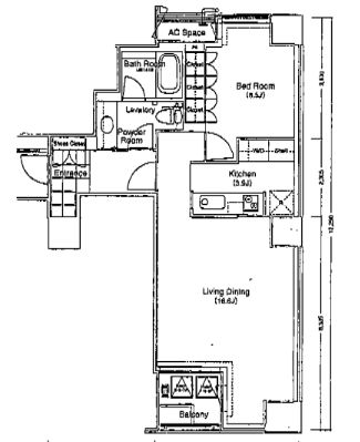 稲荷町タワー 2F1 間取り図
