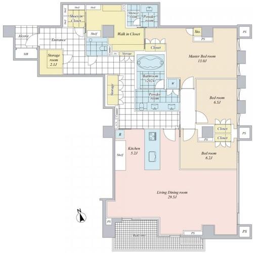 プラウド元麻布 3階 間取り図
