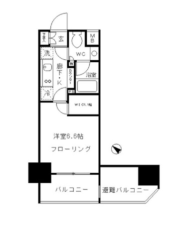 パークリュクス東麻布mono 7階 間取り図