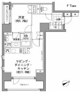 パークハビオ八丁堀 906 間取り図