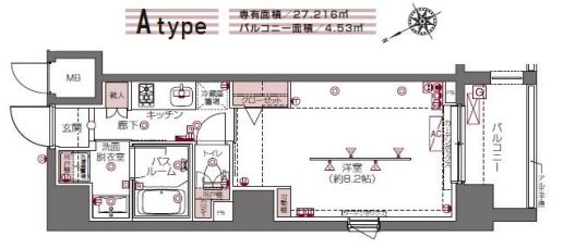 ZOOM白金高輪 2階 間取り図