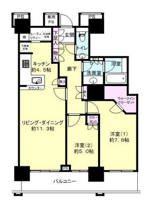 ベイクレストタワー 21階 間取り図