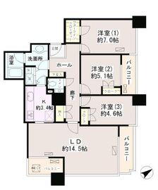 西早稲田パークタワー 6階 間取り図