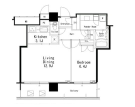 MFPR目黒タワー 1802 間取り図