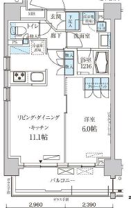 パークアクシス菊川ステーションゲート 1101 間取り図