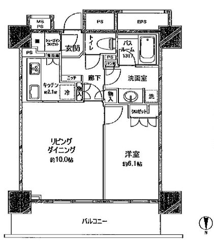 ライオンズ四谷タワーゲート 4階 間取り図