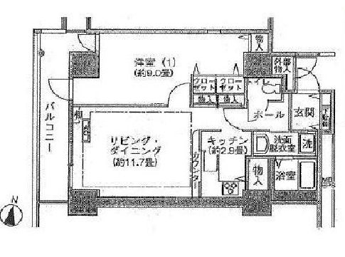 シティコート目黒 803 間取り図