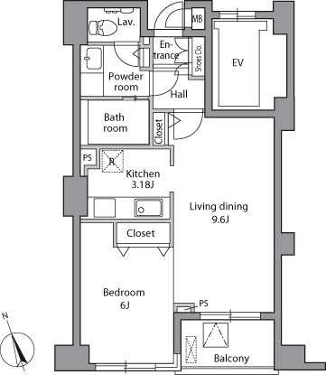 レジディア自由が丘 302 間取り図