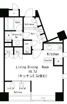 パークアクシス麻布仙台坂 403 間取り図