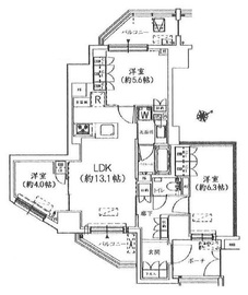 オープンレジデンシア池尻大橋 13階 間取り図