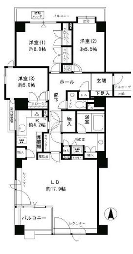 パークサイド・ウイングス 1106 間取り図