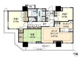 ウエルタワー深川 25階 間取り図