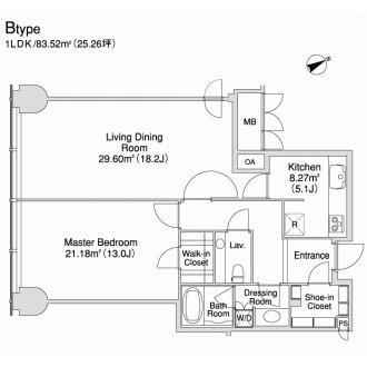 プラティーヌ西新宿 1302 間取り図