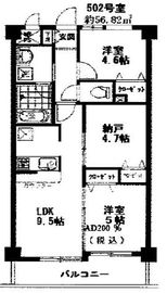 ボヌール都立大学弐番館 502 間取り図