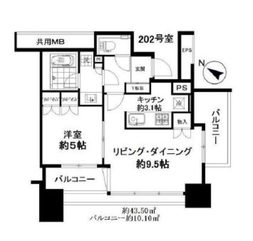 ローレルアイ恵比寿ピアース 2階 間取り図