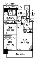 ザ・パークハウス晴海タワーズ ティアロレジデンス 39階 間取り図