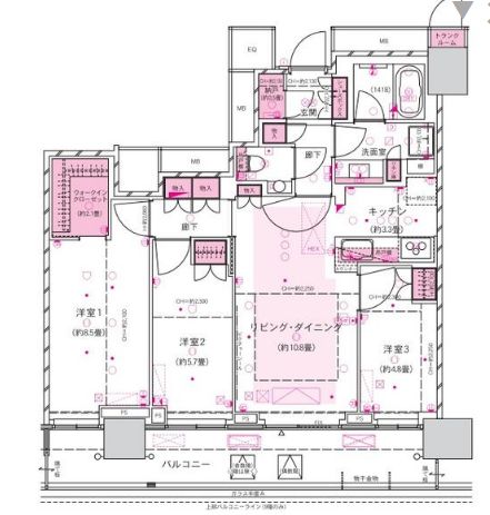 ザ・パークハウス晴海タワーズ ティアロレジデンス 6階 間取り図